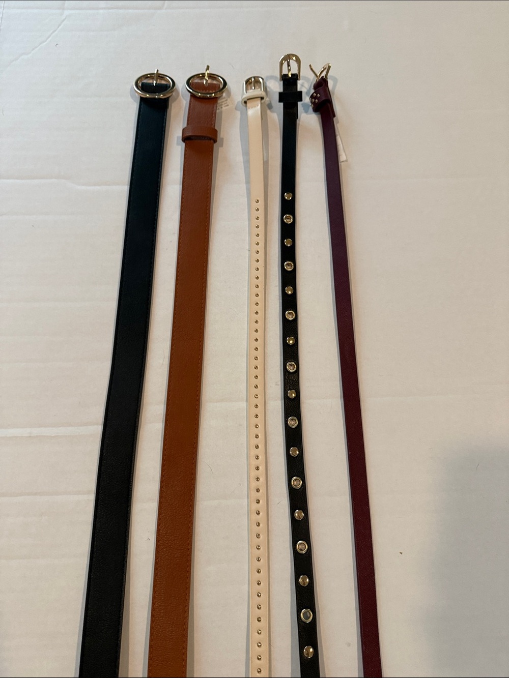 Women’s Belt Set of 5— Black, Brown, Cream, Burgundy